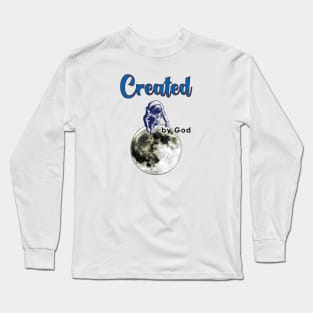 Spaceman on the Moon Created by God Long Sleeve T-Shirt